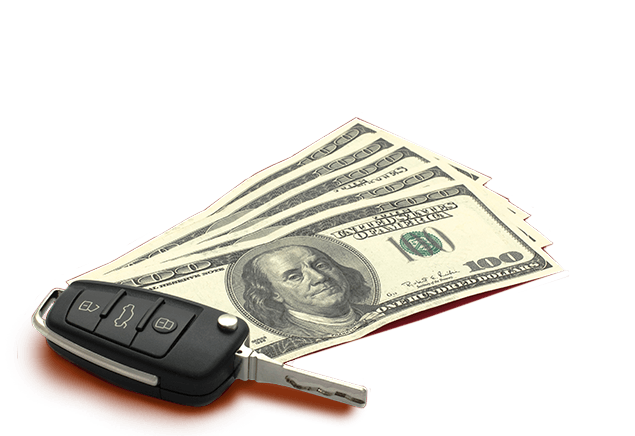 Cash being exchanged for an auto title loan